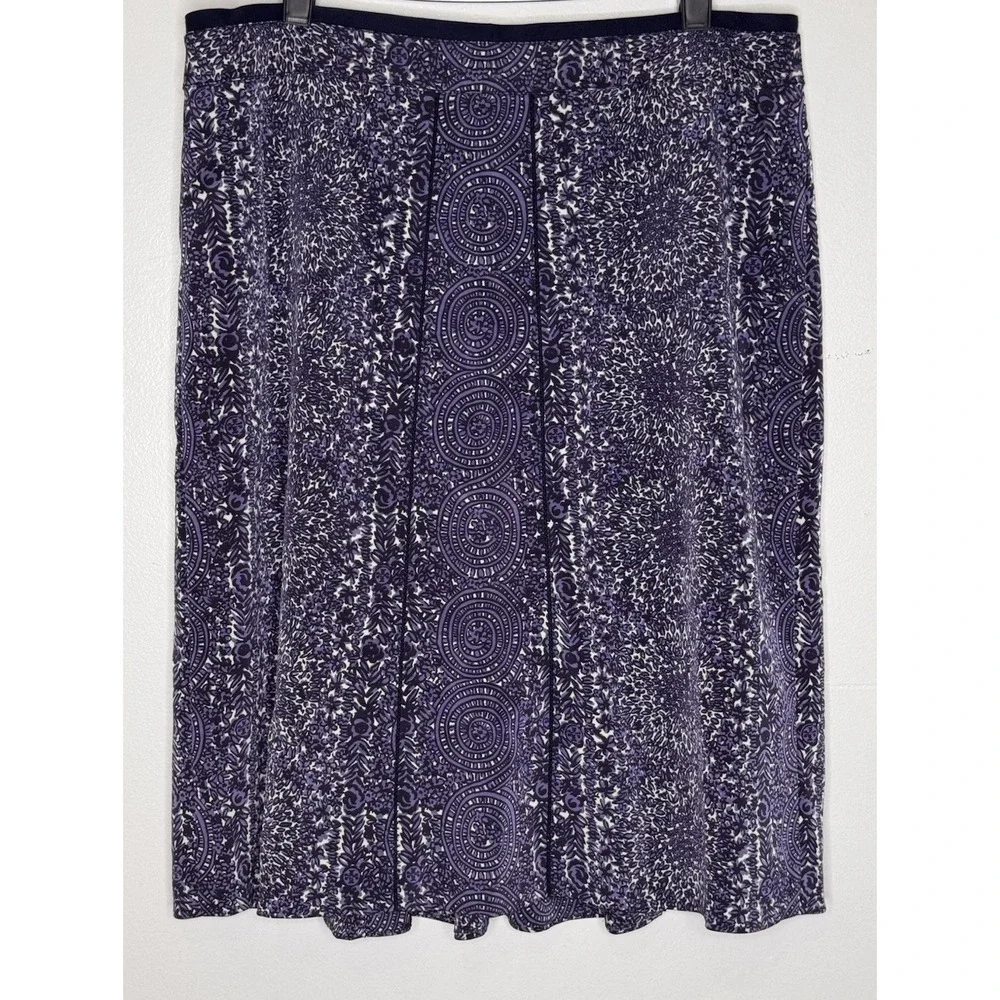 Tory Burch Skirt 8 Purple Paisley Fluted A-Line Above Knee Preppy Quiet Luxury